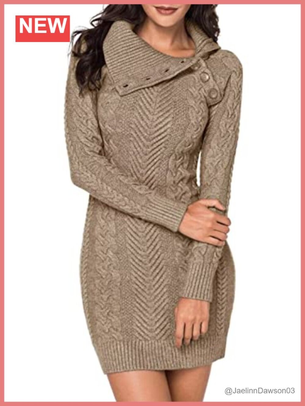 Womens Turtleneck Long Sleeve Cable Knit Sweater Dress Slim Fit Mini